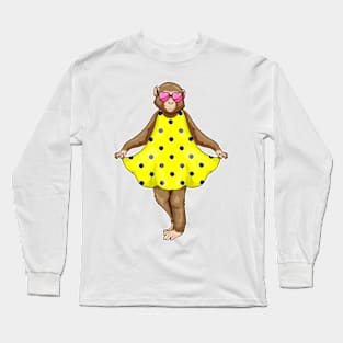 Monkey Hearts Polka Dots Dress Long Sleeve T-Shirt